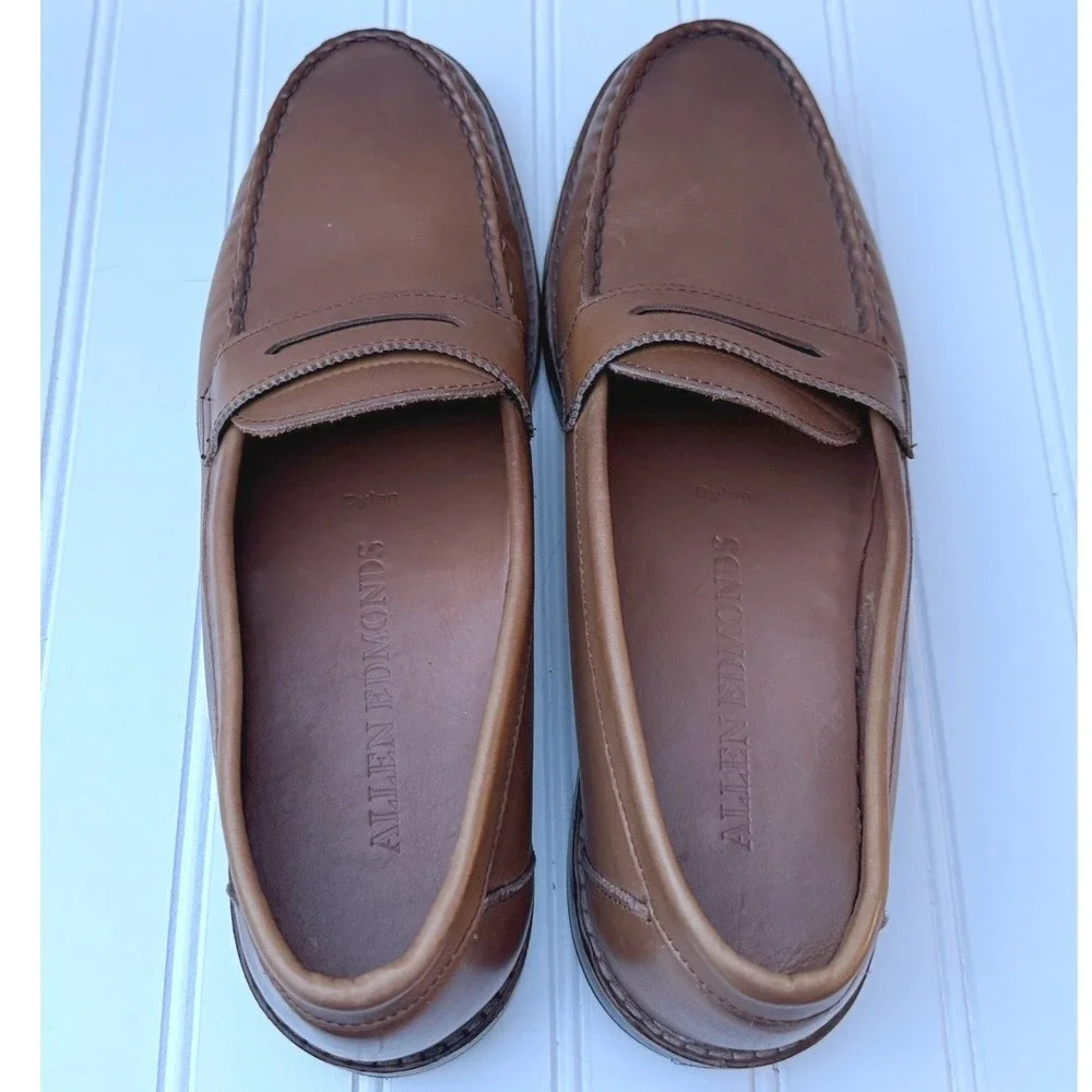 Allen Edmonds Dylan Tan Leather Penny Loafers Mens 10 D 3385 Made in USA